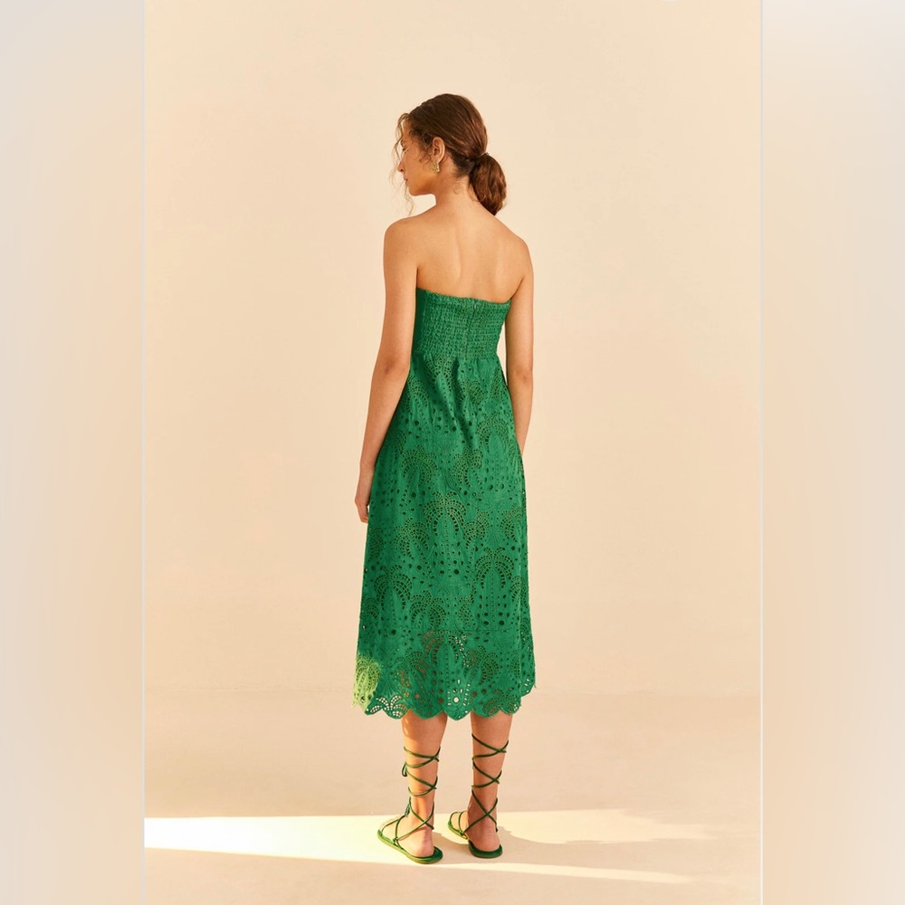 FARM Rio Green Eyelet Midi Dress - Picture 8 of 9